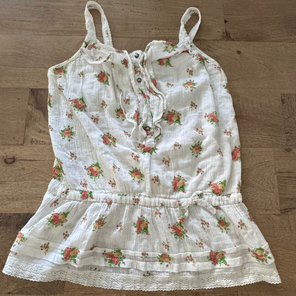 Mayoral White Floral lace Fabric tank top